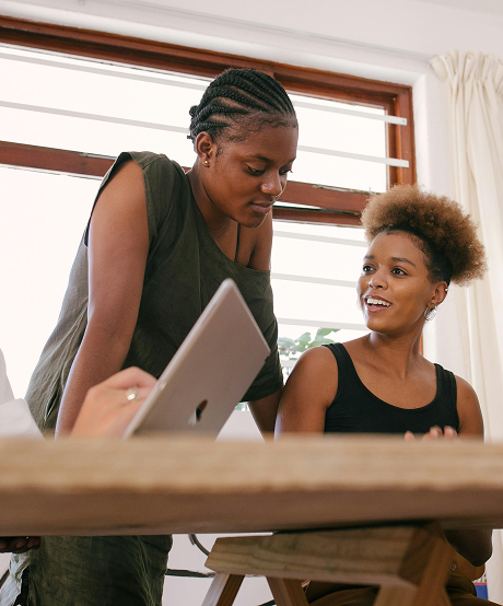 Two women discussing something
