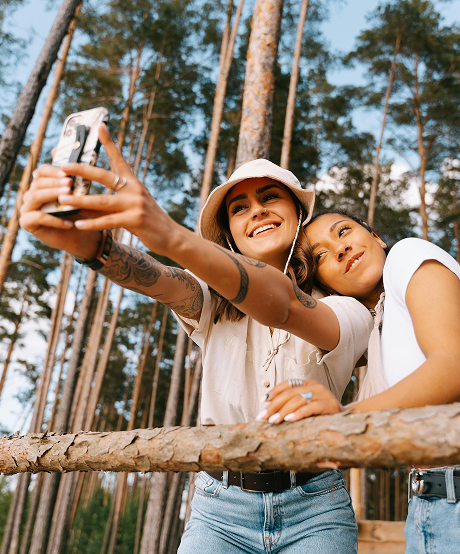 Two friends taking a selfie together