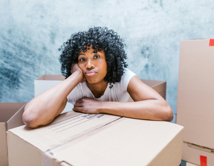Women anxious about a big life transition moving homes